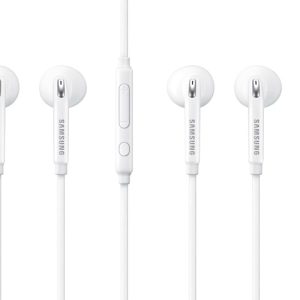 SAMSUNG (2 Pack) OEM Wired 3.5mm White Headset with Microphone, Volume Control, and Call Answer End Button [EO-EG920BW] for SAMSUNG Galaxy S6 Edge+ / S5, Galaxy Note 5/4 / Edge (Bulk Packaging)
