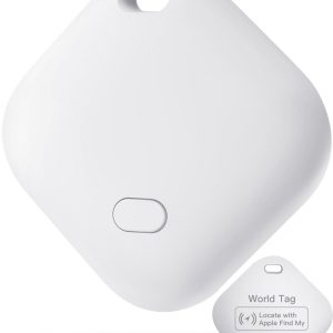 World Tag Keys Finder, Item Locator for Bags, Wallets, Keys, IP67 Waterproof, Privacy Protection, Lost Mode Bluetooth Traker Mini Item Finders Works with Apple Find My (iOS only) One Pack White