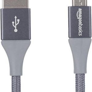 Amazon Basics Micro USB to USB-A 2.0 Fast Charging Cable, Nylon Braided Cord, 480Mbps Transfer Speed, 6 Foot, Dark Gray