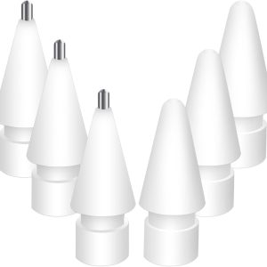 WONLEED 6 Pack Premium Tips for Apple Pencil 2nd 1st Generation, Replacement Paper Feel Apple Pencil 2nd Generation Tips for Apple Pen ipencil, Fine Point Metal Tip for ipad Pencil, 3 PCS+3 PCS, White