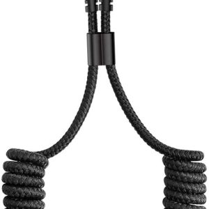 Baseus USB Type C Cable for Car, Retractable Cable(3FT) Curly USB A to USB-C Fast Charger Cord Compatible Samsung Galaxy S10 S9 S8 Plus Note 9 8, Moto Z, LG5/G6/V20, USB C Devices (Black)