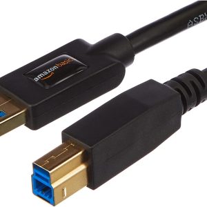 Amazon Basics USB-A to USB-B 3.0 Cable, 4.8Gbps High-Speed with Gold-Plated Plugs, 6 Foot, Black