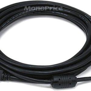 Monoprice USB 2.0 Type-A Male to Mini Type-B 5pin Male Cable – With Ferrite Core, Gold Plated, 28/24AWG, 15 Feet,Black