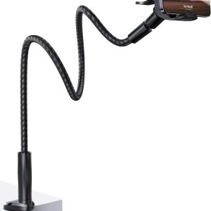 Lamicall Gooseneck Phone Holder Bed – [Newest Nylon Braided] Flexible Arm, Overall Length 38inch, 360 Adjustable Clamp Clip, Overhead Cell Phone Mount Stand for Bed, Desk, 4-7” Cellphone