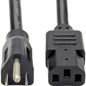 Tripp Lite P007-006 Heavy Duty Computer Power Cord, 15A, 14AWG (NEMA 5-15P to IEC-320-C13), 6-ft Black