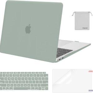 MOSISO Compatible with MacBook Air 13 inch Case 2022, 2021-2018 Release A2337 M1 A2179 A1932 Retina Display Touch ID, Plastic Hard Shell&Keyboard Cover&Screen Protector&Storage Bag, Antique Green