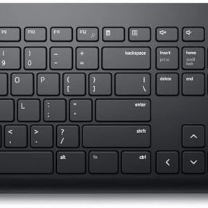 Dell Wireless Keyboard and Mouse – KM3322W, Wireless – 2.4GHz, Optical LED Sensor, Mechanical Scroll, Anti-Fade Plunger Keys, 6 Multimedia Keys, Tilt Leg – Black