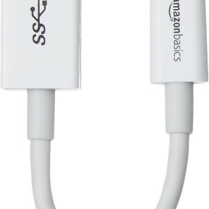 Amazon Basics USB-C to USB-A 3.1 Gen1 Female Adapter Cable Converter, 5Gbps High-Speed, USB-IF Certified, for Laptops, Tablets, Phones, White