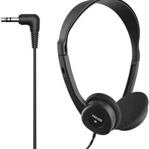 Maxell – 190319 Stereo Headphones – 3.5mm Cord with 6-Foot Length – Soft Padded Ear Cushions, Adjustable Headband for Comfort – Sleek, Lightweight, Wired for Reliable Connection – Black