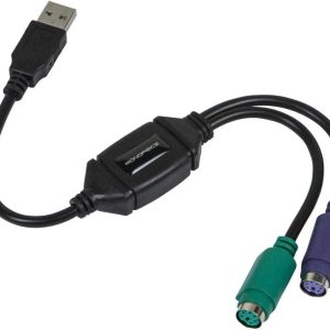 Monoprice PS/2 Keyboard/Mouse to USB Converter Adapter, Black