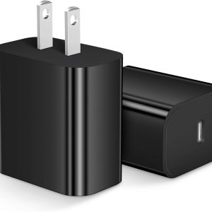 [2 Pack] iPhone 15 14 13 12 11 Charger Block, USB C Wall Charger 20W PD Power Adapter for iPhone 15/15Pro/15Pro Max/15Plus/14/13/12/11/X, Pad-Black