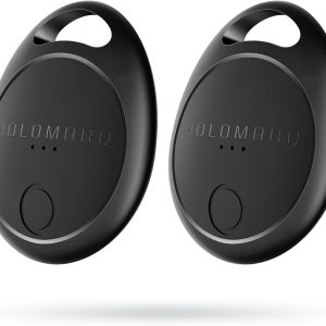 Key Finder Luggage Tracker Works with Apple Find My [Certified, iOS ONLY] A1rTag Alternative, Waterproof, Bluetooth,Lost Mode/Long Battery Life Locate Keys/Handbags/Suitcase/Pets HoloTag (2PACK Black)