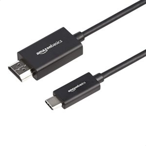 Amazon Basics Premium Aluminum USB-C to HDMI Cable Adapter (Thunderbolt 3 Compatible) 4K@60Hz, 3-Foot, Black