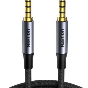 UGREEN 3.5mm Audio Cable Braided 4-Pole Hi-Fi Stereo TRRS Jack Shielded Male to Male AUX Cord Compatible with iPad, Samsung Phones, Tablets, Car Home Stereos, Headphones, Speaker, 6FT