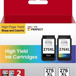 275XL 276XL Ink Cartridge for Canon Ink 275 and 276 PG-275 XL CL-276 XL High Capacity Combo Pack Compatible with Canon PIXMA TS3500 TS3520 TS3522 TR4700 TR4720 TR4722 Printer (1 Black, 1 Tri-Color)