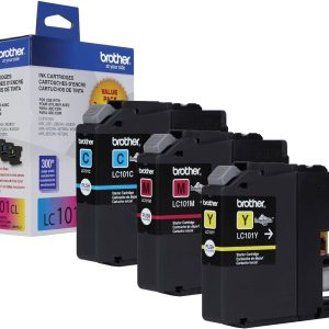 Brother Genuine Standard Yield Color Ink Cartridges, LC1013PKS, Replacement Color Ink Three Pack, Includes 1 Cartridge Each of Cyan, Magenta & Yellow, Page Yield Upto 300 Pages/Cartridge, LC101