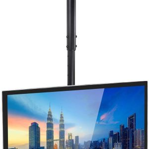 Mount-It! TV Ceiling Mount Bracket, Adjustable Height Full Motion 360 Deg Rotation Tilting Swiveling for Flat Panel LCD LED OLED Plasma TVs, Fits up to 75 Inch 110 Pound Capacity, Black (MI-509B)