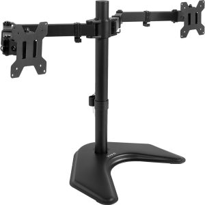 VIVO Dual LED LCD Monitor Mount, Free-Standing Desk Stand for 2 Screens up to 32 Inch, Heavy-Duty Fully Adjustable Arms with Max VESA 100x100mm, Black, STAND-V032F