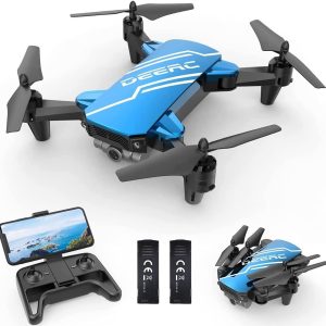 DEERC D20 Mini Drone with Camera for Kids, Remote Control Toys Gifts for Boys Girls with Voice Control, Gestures Selfie, Altitude Hold, Gravity Control, One Key Start, 3D Flips 2 Batteries, Blue