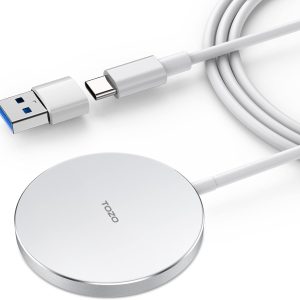 TOZO W6 Wireless Magnetic Charger, 15W Fast Charging Pad with Aviation Aluminum Numerical Control Technology Compatible with iPhone 15 14 13 12 Series, Samsung Galaxy Series (NO AC Adapter)