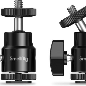 SmallRig 1/4″ Camera Hot Shoe Mount, Ballhead Tripod with Additional 1/4″ Screw, 2pcs Pack – 2059