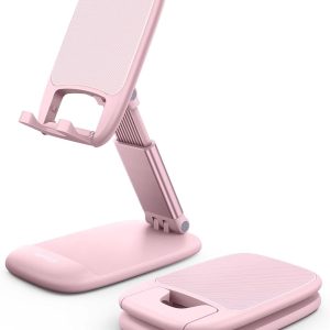 Lamicall Pink Phone Stand for Desk – Rose Gold Cell Phone Holder Desktop Pink Desk Accessories Compatible with iPhone 14 Pro Max Plus, 13 12 11 XR X 8 7 6 Plus SE, 4-8” Smartphone