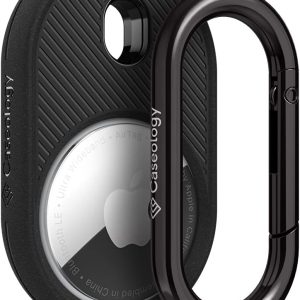 Caseology Vault Compatible with Apple AirTag Case for AirTag Keychain Holder (2021) – Matte Black