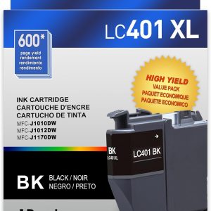 LC401XL Ink Cartridges for Brother Printer for Brother Ink Cartridges LC401 Black Brother LC401 Ink Cartridges Work with Brother MFC-J1010DW Ink Cartridges MFC-J1012DW MFC-J1170DW (1 Black)
