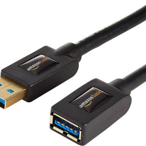 Amazon Basics 2-Pack USB-A 3.0 Extension Cable, 4.8Gbps High-Speed, Male to Female Gold-Plated Connectors, 6 Foot, Black