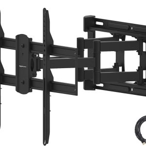 Amazon Basics Heavy Duty Dual Arm, Full Motion Articulating TV Mount for 37″ to 80″ TVs up to 132 lbs, Fits LED LCD OLED Flat Curved Screens, Black