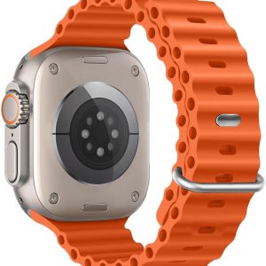 Ocean Silicone Sport Band – Compatible with Apple Watch Ultra 2/Ultra Band 49mm 45mm 44mm 42mm for Men Women, Breathable Soft Waterproof Strap for iWatch Ultra 2, iWatch Ultra Series SE 9/8/7/6/5/4