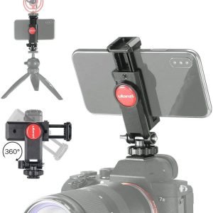 ULANZI ST-06 Camera Hot Shoe Phone Holder Flexible Phone Tripod Mount Adapter w Cold Shoe Mount for Microphone LED Light for DJI Ronin SC iPhone Samsung Canon Nikon DSLR Photography