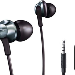 PHILIPS Pro Wired Earbud & In-Ear Headphones with Microphone, Ear Phones, In-Ear Headphones with Mic, Powerful Bass, Lightweight, Hi-Res Audio, 3.5mm Jack for Phones and Laptops Comfort
