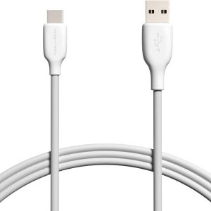 Amazon Basics USB-C to USB-A 2.0 Fast Charger Cable, 480Mbps Speed, USB-IF Certified, for Apple iPhone 15, iPad, Samsung Galaxy, Tablets, Laptops, 6 Foot, White
