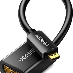 UGREEN Micro HDMI to HDMI Adapter, Male to Female Cable HDMI 2.0 4K@60Hz HDR 3D Dolby 18Gbps High Speed Compatible with Raspberry Pi 5/Pi 4/GoPro Hero 7 6/Sony A6000 Camera/Retroid Pocket 3+, 0.6FT