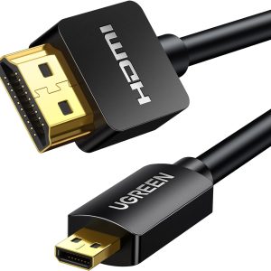 UGREEN Micro HDMI to HDMI Cable Adapter 4K 60Hz Ethernet Audio Return Channel Compatible with GoPro Hero 7/6 Raspberry Pi 5 Retroid Pocket 3+/3 Yoga 3 B500 Sony A6000 Camera Video Capture Card 3FT