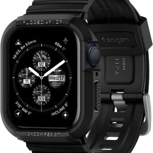 Spigen Rugged Armor Pro Designed for Apple Watch Case with Band Series 9/8/SE2/7/6/SE/5/4 45mm/44mm – Black