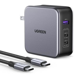UGREEN 140W USB C Charger, Mac Book Pro Charger Nexode PD3.1 PPS 3-Port Foldable GaN Fast Laptop Wall Charger Power Adapter for MacBook Pro 16”, Dell XPS, iPhone 15 Pro, Chromebook (with 240W Cable)