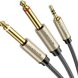 UGREEN 1/8 to 1/4 Stereo Cable 3.5mm TRS to Dual 6.35mm 1/4 TS Mono Y Splitter Audio Cord Adapter Compatible with iPhone, PC, Computer Sound Card, Mixer, Multimedia Speaker, Home Stereo System 6FT
