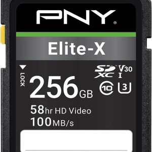 PNY 256GB Elite-X Class 10 U3 V30 SDXC Flash Memory Card – 100MB/s, Class 10, U3, V30, 4K UHD, Full HD, UHS-I, Full Size SD