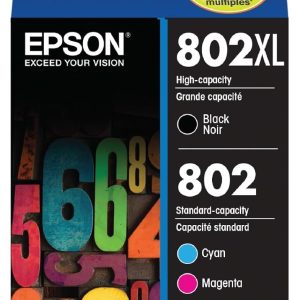 EPSON 802 DURABrite Ultra Ink High Capacity Black & Standard Color Cartridge Combo Pack (T802XL-BCS) Works with WorkForce Pro WF-4720, WF-4730, WF-4734, WF-4740
