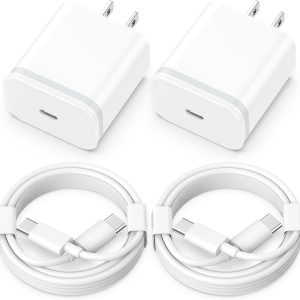 USB C Charger for iPhone 15, 20W 2-Pack USBC Fast Plug Cube with 6FT Cable Cord for iPhone 15/15 Plus/ 15 Pro/ 15 Pro Max, Pad, Samsung, Wall Charging Block Type C Power Adapter TypeC Box Brick