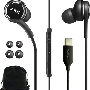 Samsung AKG Earbuds for Galaxy S23 Ultra – Original USB Type C in-Ear Earbud Headphones with Remote & Mic – Braided – Includes Velvet Pouch – Black