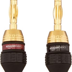 Amazon Basics Speaker Connector Banana Plugs,12 Count (1 Pack of 6 Pairs), 0.54 x 0.54 x 1.62 inches, Black