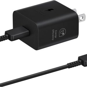 SAMSUNG 25W Wall Charger Power Adapter with Cable, Super Fast Charging, Compact Design, Compatible with Galaxy and USB Type C Devices, Black