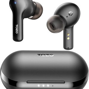TOZO A2 Mini Wireless Earbuds Bluetooth 5.3 in Ear Light-Weight Headphones Built-in Microphone, IPX5 Waterproof, Immersive Premium Sound Long Distance Connection Headset with Charging Case, Black
