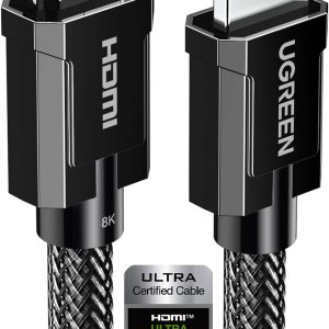 UGREEN 8K HDMI 2.1 Cable Certified 6.6FT, 10K Ultra High Speed HDMI Cord 4K 240Hz 48Gbps HDCP 2.2&2.3 eARC HDR Dolby Compatible for PS5 Xbox Series X Nintendo Switch Roku TV Laptop Monitor