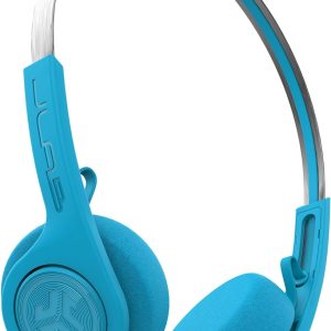JLab Rewind Wireless Retro Headphones, Bluetooth 4.2, 12 Hours Playtime, Custom EQ3 Sound, Music Controls, Noise Isolation, with Microphone, Throwback 80s 90s Design, Blue