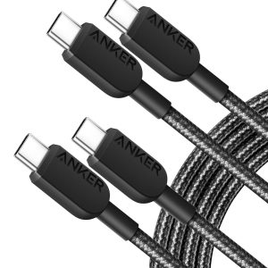 Anker 310 USB C to USB C Cable (6ft , 2 Pack) , (60W/3A) Fast Charge for Samsung Galaxy S22 , iPad Pro 2021 , iPad Mini 6 , iPad Air 4 , MacBook Pro 2020 , Switch (USB 2.0)