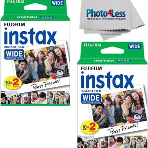 Fujifilm Wide Instant Film Twin Pack X2 (40 Sheets) + Camera and Lens Cleaning Cloth